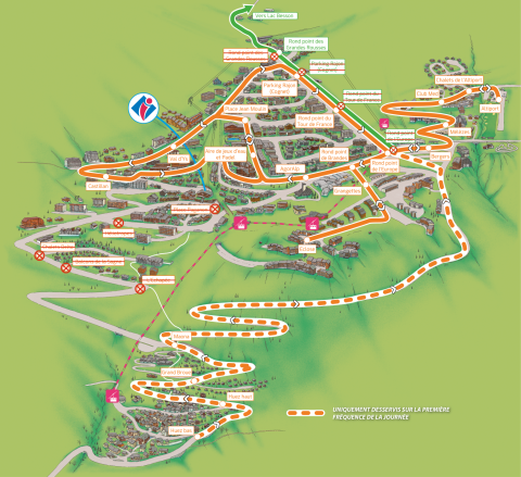 Plan des navettes de l'Alpe d'Huez - Semaine du Tour de France